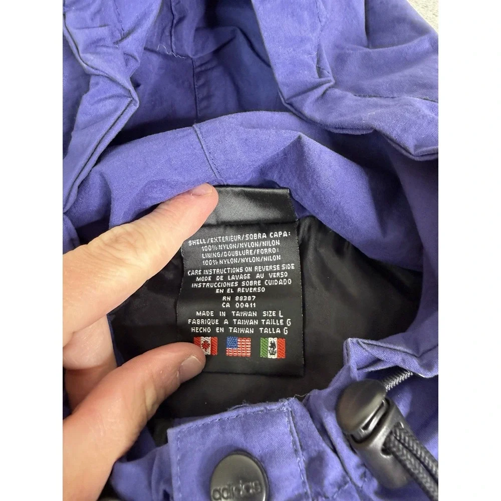 Vintage 90s Adidas Windbreaker Jacket Men's Size Large Blue Full Zip